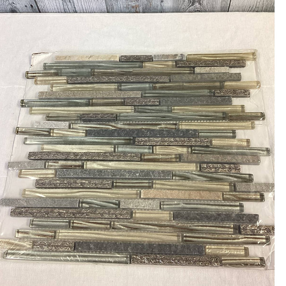 New Horizontal Ceramic Stone Metal Backsplash Bathroom Tile Square Craft Supply - Picture 3 of 4